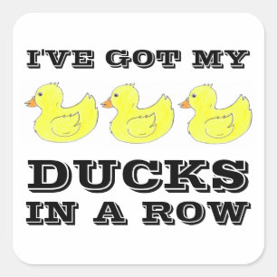 I've Got My Ducks in a Row Rubber Ducky Stickers