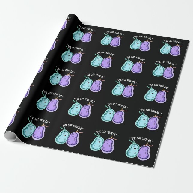 I've Got Your Bac Funny Bacteria Pun Dark BG Wrapping Paper (Unrolled)
