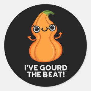 I've Gourd The Beat Funny Veggie Pun Dark BG Classic Round Sticker