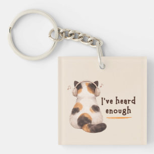 "I've heard enough" Cat Wearing Headphone Key Ring