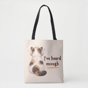 "I've heard enough" Cat Wearing Headphone Tote Bag