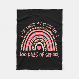 I've Loved My Cl For 100 Days School Rainbow Teach Fleece Blanket