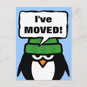 I've move new address postcard with cute penguin