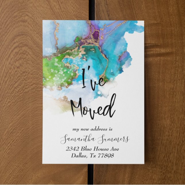 I've Moved Announcement Gold Watercolor Postcard (Creator Uploaded)