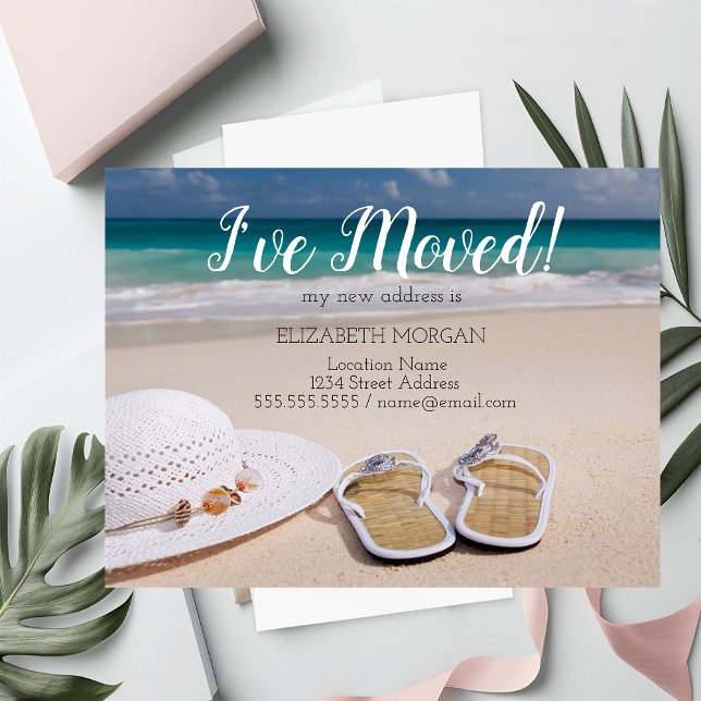 I've Moved,Beach,Flip flops,New Address Announcement Postcard (Creator Uploaded)