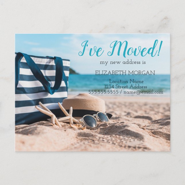 I've Moved,Beach,Relax New Address Announcement Postcard (Front)