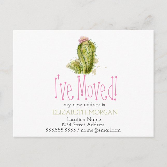 I've Moved Cactus New Address Announcement Postcard (Front)