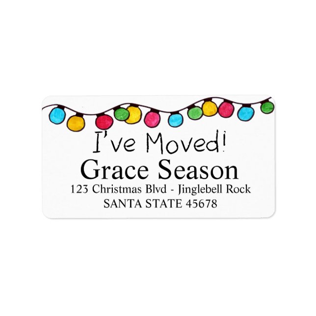 I've Moved  "Christmas Tree Lights Label (Front)