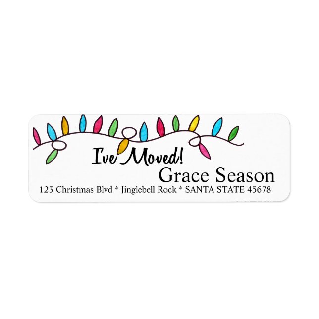 I've Moved  Christmas Tree Lights Return Address Label (Front)