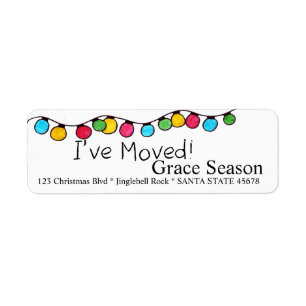 I've Moved  Christmas Tree Lights Return Address Label