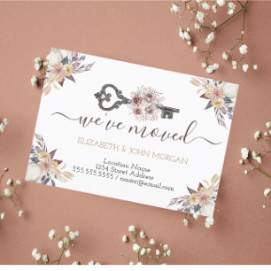 I've Moved Floral Key New Address Announcement Postcard