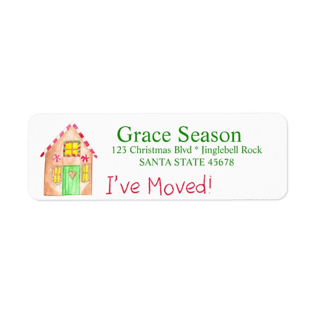 I've Moved  Gingerbread House Return Address Label (Front)