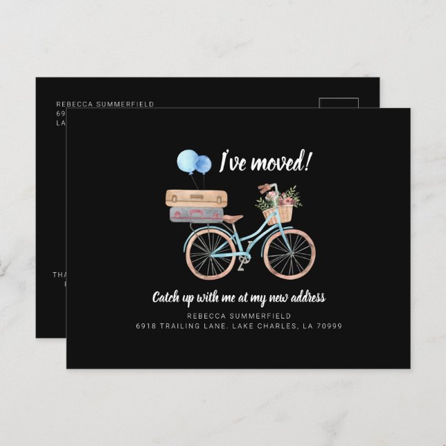 I've Moved Girly Bike Change of Address Moving Announcement Postcard (Front/Back)