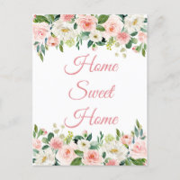 I've Moved Home Sweet Home Floral Postcard