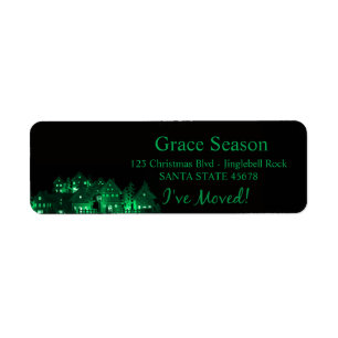 I've Moved Illuminated Christmas Houses Return Address Label