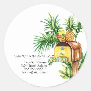 I've Moved,Mailbox Pineapple New Address Classic Round Sticker