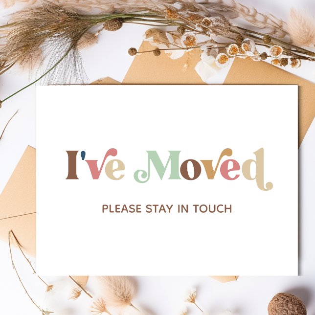 I've Moved Modern Boho Text Moving | New Address  Announcement Postcard (Creator Uploaded)