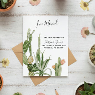 I've  Moved New Address Announcement Cactus Plant Postcard
