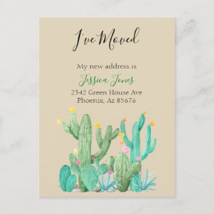 I've  Moved New Address Announcement House Cactus Postcard