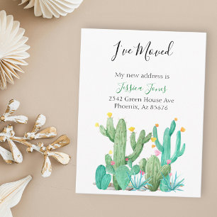 I've  Moved New Address Announcement House Cactus Postcard