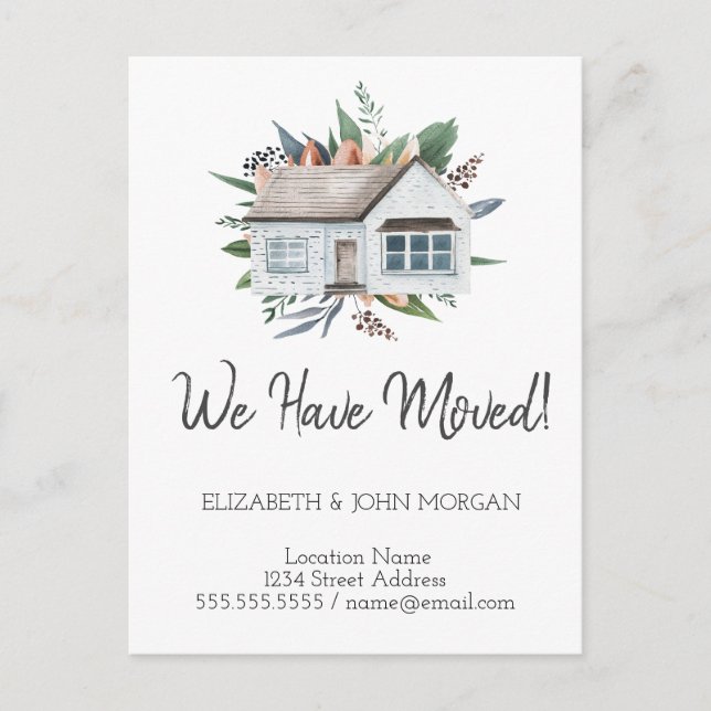 I've Moved, New Address, New Home,Flowers Announcement Postcard (Front)