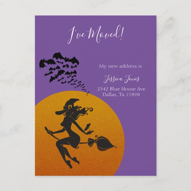 I've Moved New Address Notice Moving Halloween Announcement Postcard (Front)