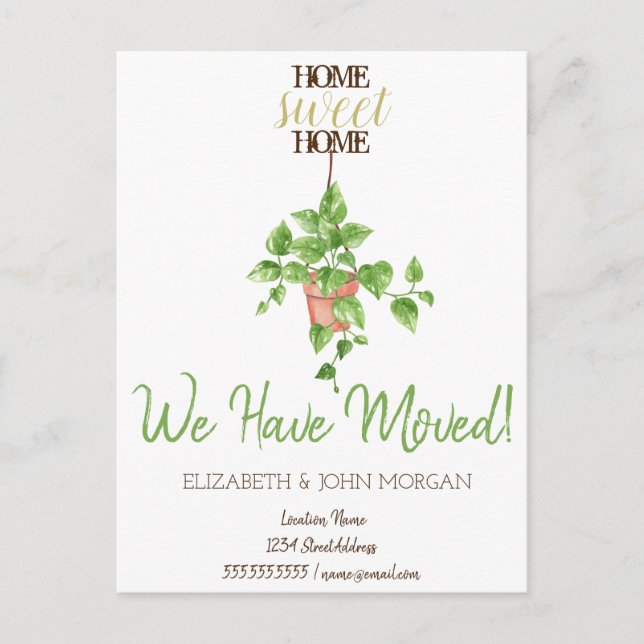I've Moved,New Home,Flower,Home Sweet Home Announcement Postcard (Front)