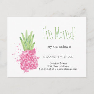 I've Moved,Pink Pineapple New Address Announcement Postcard