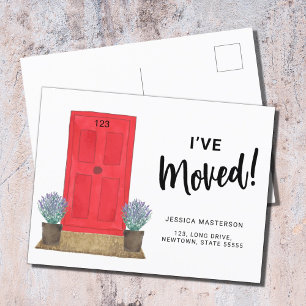 I've Moved Red Door Moving  Announcement Postcard