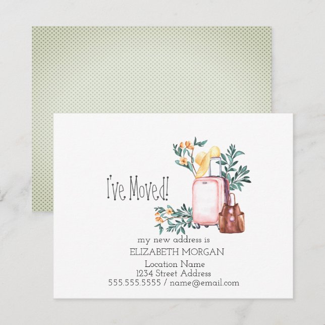 I've Moved, Suitcases, Flowers New Address Announcement (Front/Back)