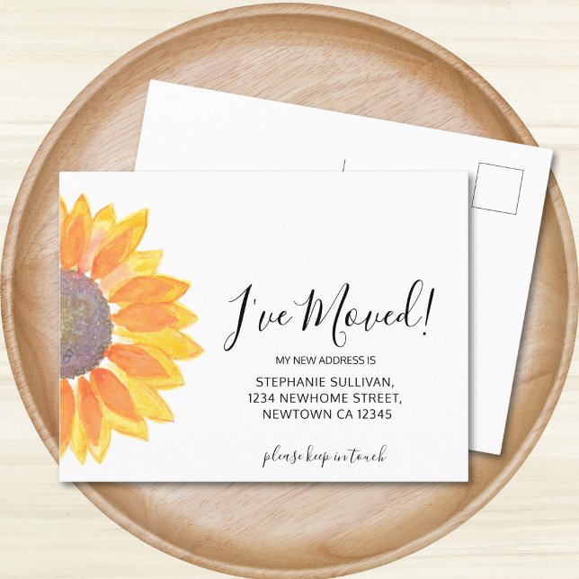 I've Moved Sunflower Announcement Postcard (Creator Uploaded)