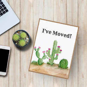 I've Moved Watercolor Cactus Desert New Address Announcement Postcard