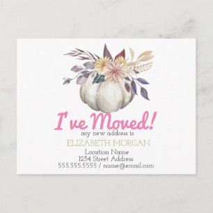 I've Moved Watercolor Pumpkin New Address Announcement Postcard