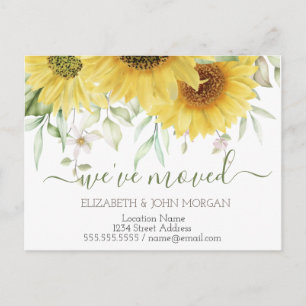 I've Moved Watercolor Sunflowers New Address Announcement Postcard