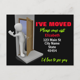 I've Moved, Waving Person Card, Moving, Postcard
