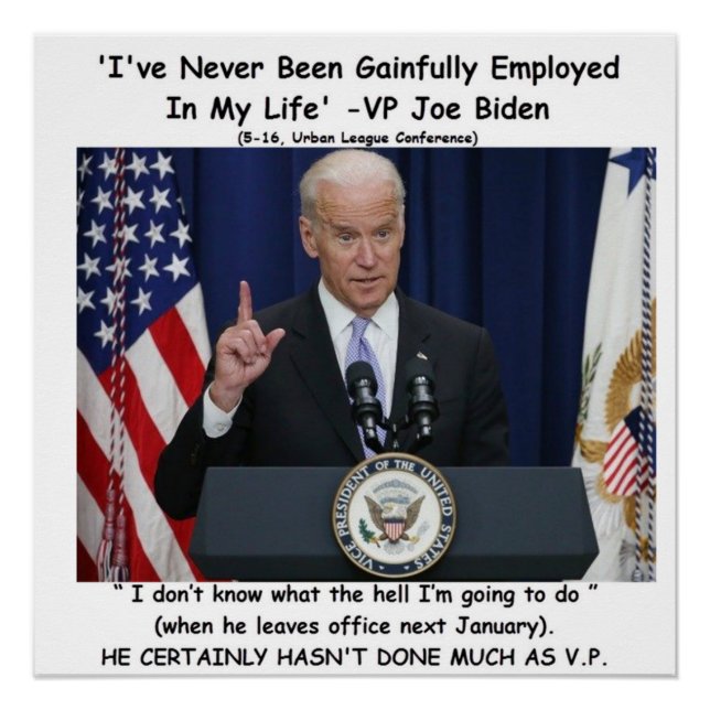 'I've Never Been Gainfully Employed' - Joe Biden Poster (Front)