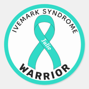 Ivemark Syndrome Warrior Ribbon White Classic Round Sticker