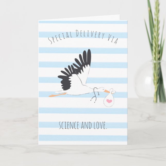 IVF Baby Stork’s Special Delivery Greeting Card  (Front)