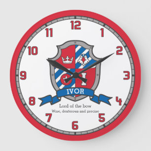 Ivor boys name meaning knights bird crest large clock