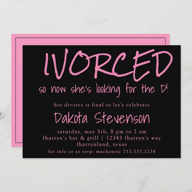Ivorced and Looking for the D | Divorce Party Invitation (Front/Back)