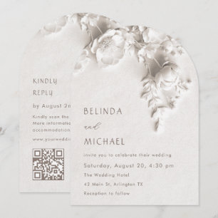 Ivory 3D Flowers Roses Casual Wedding Invitation