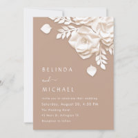 Ivory 3D Flowers Roses Minimalist Wedding