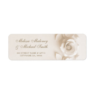 Ivory 3D Flowers Roses Wedding Return Address Label