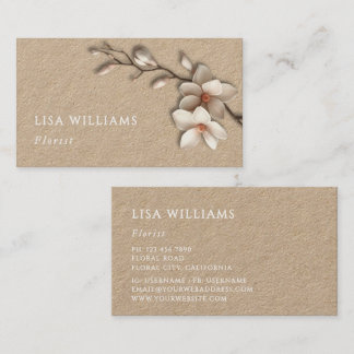 Ivory 3D Magnolia Rustic Business Card