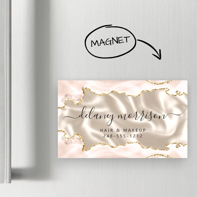 Ivory Agate Gold Glitter Luxury Magnetic Business Card (Creator Uploaded)