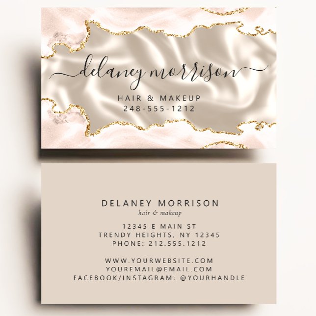 Ivory Agate Gold Glitter Luxury Magnetic Business Card (Creator Uploaded)