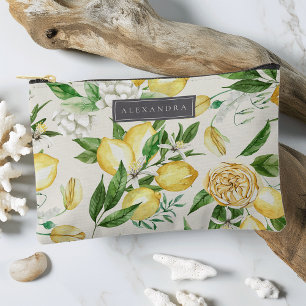 Ivory Amalfi Coast Lemon Blossom Personalised Accessory Pouch