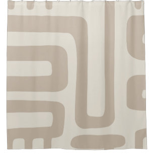 Ivory and Beige Abstract Shower Curtain