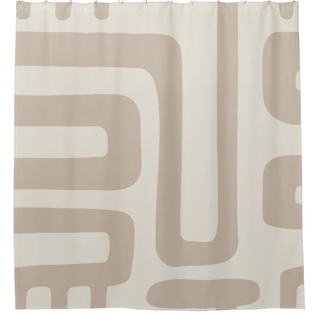 Ivory and Beige Abstract Shower Curtain  (Front)