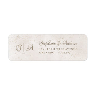 Ivory and beige Monogram Wedding Return Address Label